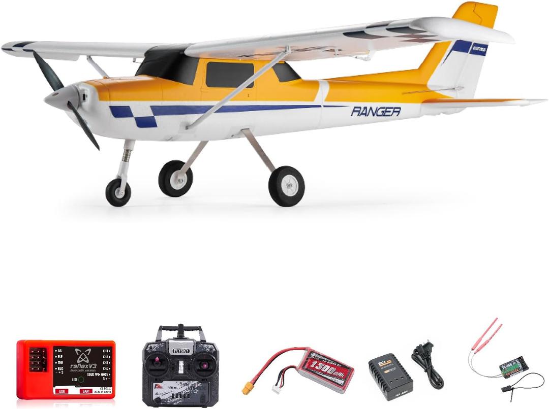 Fms Rc Planes for Beginner 1220mm Ranger Reflex V3 Yellow Remote Control Airplane 4 Channel Hobby Rc Airplanes for Adults RTF (Include Control, Battery,Charger,) (Without Floats)