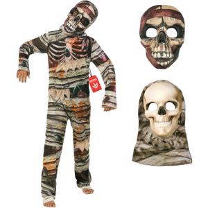 Morph Mummy Costume for Kids, Two-Faced Mummy Outfit, Halloween Mummy Costume for Children, Spooky Dress-Up Fun (Medium)