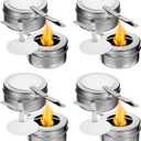 8 Pcs Stainless Steel Fuel Holder, Chafing Wick Fuel Holder with Cover, Buffet Warmer Warming Trays Perfect for Chafing Dish, Buffet, Barbecue, Parties