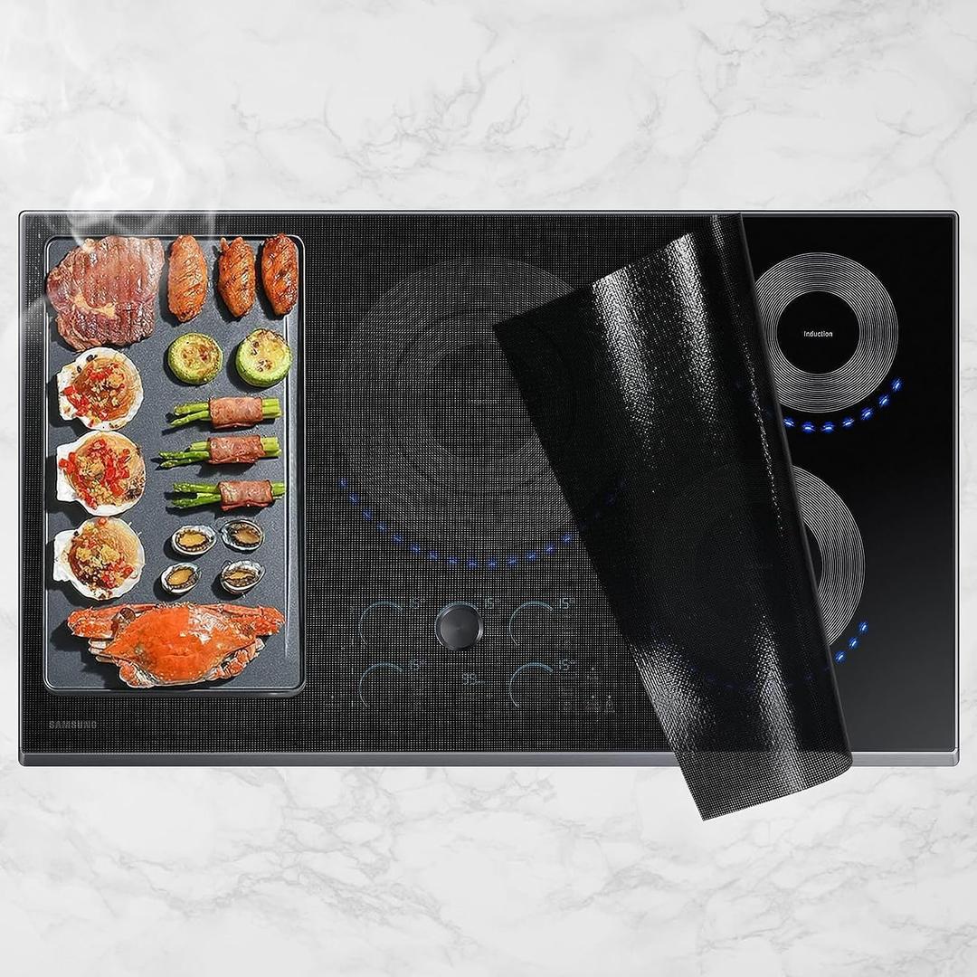 KitchenRaku Large Induction Cooktop Protector Mat, 20.4 x 30.7 inch, Translucent Magnetic Electric Stove Burner Covers, Antiscratch Glass Top Stove Cover