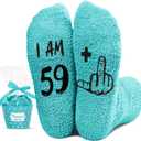 HAPPYPOP Birthday Gifts for Women - Fuzzy Socks for 51 52 53 54 55 56 57 58 59 60 Year Olds