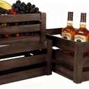 Wooden Crates for Storage and Display - Set of 3 Heavy Duty Nesting Wood Crates, Rustic Farmhouse Decorative Storage Boxes for Shelves, Pantry & Home Organization (L/M/S)