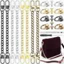 8 Pcs Purse Chain Strap Extender, 16 Pcs Studs Rivets D Ring and 7.9" Flat Purse Strap Extender, Post Head Buttons Accessories with D Ring Rivets Set for DIY Wallet Shoulder Bag, Crossbody Bag Charms