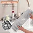 2 x 18 inch Silicone Faucet Mat for Kitchen Sink - 6 Slope & Fasten Button Design, Quick-Dry Splash Guard Water Catcher Behind Faucet, RV/Bathroom Safe (Gray) (17.7" x 5.5")