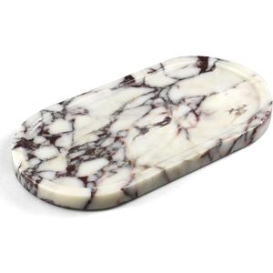 100% Real Natural Marble Tray for Bathroom, Luxury Calacatta Viola Stone Vanity Tray, Decorative Oval Trays for Countertop Storage Organizer, Dresser, Kitchen, Home Decor, 11.8" x 6", Purple