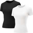 LOMON Womens Workout Tops Short Sleeve Raglan Athletic Shirts Yoga Gym Crewneck Quick Dry T-shirts, Medium 