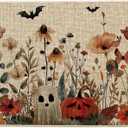 2 x Artoid Mode Cat Jack-O'-Lantern Pumpkin Halloween Doormat, Low-Profile Switch Rug Door Home Decor Mat Floor Mat for Indoor Outdoor 17x29 Inch (Beige)