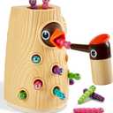 TOP BRIGHT Montessori Toys for 2 Year Old Girl and Boy, Fine Motor Skills Toddler Toys Age 2-4, Woodpecker Worm Toy Magnetic Bird Feeding Game