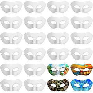 Leyndo 48 Pcs Paper Mache Masks Half Face White Masquerade Mask DIY Blank Mardi Gras Halloween Cosplay Party (Classic Style)