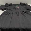 BWQ Women Mini Dress Short Puff Sleeve Sexy V Neck Dress A-line Elastic High Waisted Casual Flowy Summer Dresses, L