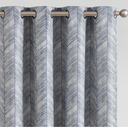 jinchan Blue Printed Curtains 84 Inch Length for Living Room Grommet Jacquard Curtains with Herringbone Pattern Modern Room Darkening Drapes Bedroom Window Curtain Set 2 Panels  50"W x 84"L 