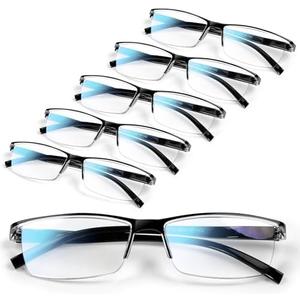 6 pack Executive Style Reading Glasses Men - Durable Readers with 99% Blue Light Blocking - Comfortable Fit with TR90 Frames +2.75