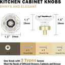 Gold Crystal Glass Cabinet Knobs, Satin Brass Pulls and Knobs for Cabinet Dresser Drawer(8Pcs,Octagon)