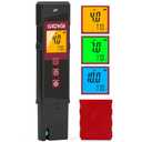 Digital pH Meter High Accuracy UL-Certified Water Tester with 6 Packs Calibration Powders Color LCD Backlit Display with pH Test Strip for Pools Hydroponics Aquariums Hot Tubs Drinking Water