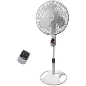 Lasko Oscillating Adjustable Pedestal Stand Fan with Timer and Remote for Indoor, Bedroom, Living Room, Home Office & College Dorm Use, 16 Inch, White, 1646