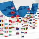 Leinuosen International Flag Banner 144 x 15 inch World Map Banner with 90 Countries String Flag National Decoration Set for School Classroom Sports Club Birthday Party Supplies Decor(World Map)