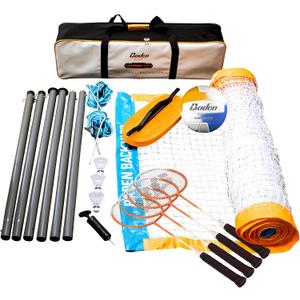 Baden Champions Volleyball/Badminton Portable Combo Set, 4 Raquets + 3 Birdies + Boundary + Volleyball + Pump + Carry Bag