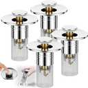3 in 1 Sink Drain Strainer with Hair Catcher,4PCS Stainless Steel Popup Sink Stopper with Basket for Bathroom Kitchen Shower,Pop-up Bounce Core Floor Basin Drain Filter,Replacement Sink Plug