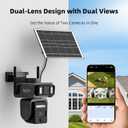 AJ19 Outdoor Solar Wireless Home Security Camera, 2.4GHz WiFi, Dual Lens 360 PTZ, IP66 Waterproof, Color Night Vision, 2-Way Audio, Motion Tracking, Dual Storage