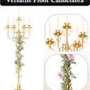 Floor Candelabra 50 Inch Gold Candlestick Holder 5 Arms Candle Holders Antique Flower Stand Centerpiece Decorative Candle Holder for Events, Party, Ceremony, Wedding Aisle, Home 2 Pcs (Beaded Styling)
