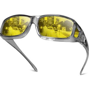 Night Driving Glasses Night Vision Glasses Fit Over Glasses Polarized Anti-Glare UV400 Gift for Men Women