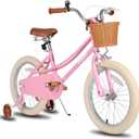 JOYSTAR Girls Bike for 2-12 Years Old Toddlers and Kids, 12" 14" 16" 18 20" Retro Style Kids Bike with Training Wheels, 18 20 Inch Children Bicycle with Kickstand (Light Pink)