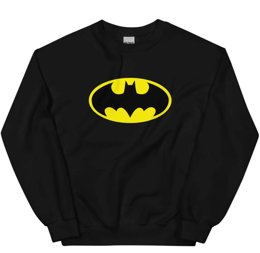 BATMAN Logo Crewneck Sweatshirt, Long sleeve, size M, Black