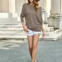 Women's Off Shoulder Tops Casual Loose Batwing Sleeve Shirts Tunic Fashion Boat Neck Pullover Sweaters (Brown, S)