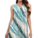 kipfall Pleated Front Summer Dresses for Women 2025 Casual Beach Floral Print Sundress Boho Tank Dress (S)