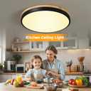 24W Dimmable Ceiling Light Fixture, 12 inch Flush Mount Light Fixture, LED Ceiling Lights Bedroom, Kitchen, Entryway, Super Bright 2700 Lumens, 300W Equivalent 5CCT(2700k-5000k) Wood & Black-2 Pack
