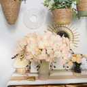 41.34" Orchid Artificial Flowers 6PCS Velvet Silk Faux Orchids Long Stem Artificial Flowers for Tall Vase for Home Wedding Party Decoration(Peach)