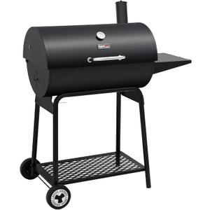 Royal Gourmet CC1830 30 Inch Barrel Charcoal Grill with Side Table, Outdoor BBQ Grill with 627 Sq. In. Cooking Space for Backyard, Patio and Parties, Black