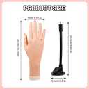 Silicon Practice Hand for Acrylic Nails, Realistic Fake Hand with Stand, 40 Nail Tips and 48 Adhesive Tabs, Reusable & Flexible Mannequin Training Model for Manicure & Nail Art Practice