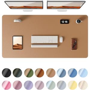 YSAGi Leather Desk Protector, Office Mat, Large Mouse Mat, Non-Slip PU Leather Blotter, Laptop Desk Pad, Waterproof Writing Pad for Office and Home (Khaki, 47.2" x 23.6")