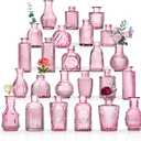 24PCS Mini Bud Vases As Wedding Centerpieces for Tables,Clear Bud Vases for Flowers,Small Flower Vases Suitable for Birthday Party,Anniversary,Wedding Reception,Baby Shower (Pink, 24PCS)
