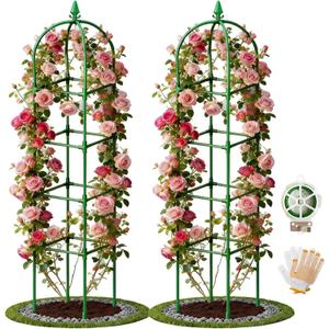 2 Pack Garden Obelisk Trellis for Climbing Plants, 72" Metal Rustproof Rose Trellis, Tower Potted Cages Plant Support for Flowers/Vegetables/Vines, Indoor Outdoor Garden Patio