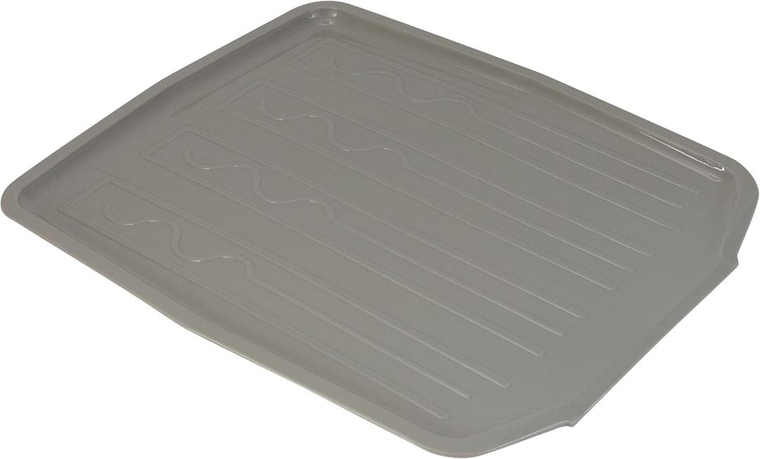 Kitchen Details Countertop Draining Tray | Dimensions: 18"x 15"x 1"| Designed for Stand Alone Dish Racks | Durable | Prevents Water Build Up | Grey, Large