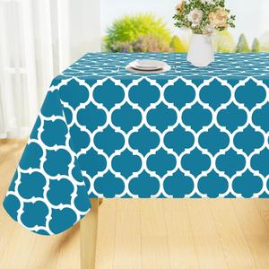 Smiry Rectangle Table Cloth, Waterproof Vinyl Tablecloth with Flannel Backing for Rectangle Tables, Wipeable Spillproof Plastic Tablecloths for Dining, Camping, Indoor and Outdoor (54"x78", Teal)