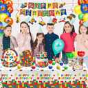 173 PCS Building Block Birthday Party Decorations - Plates, Napkins, Cups, Cutlery, Cake & Cupcake Toppers, Banner, Hanging Swirls, Tablecloth, Balloons for Boys' Kids' Birthday Party, Serves 20