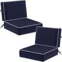 5" Thicker Outdoor Chair Cushions 2 Sets 24" *24" Waterproof Patio Chair Cushions for Outdoor Furniture w/Removable Cover 30D High Density Sponge Filling Thicken Patio Furniture Cushion w/Handle &Ties