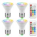 ILC Par16 LED Light Bulbs 40 Watt Equivalent Color Changing E26 Screw 45°, 12 Colors Dimmable Daylight White 5000K RGB LED Spot Light Bulb with 5W Remote Control,(Pack of 4)