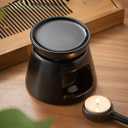 Hand Large Capacity Made Essential Oil Burner Wax Melt Burners, Aromatherapy Aroma Burner Ceramic Oil Diffuser Candle Tealight Holder Home Bedroom Decor Black