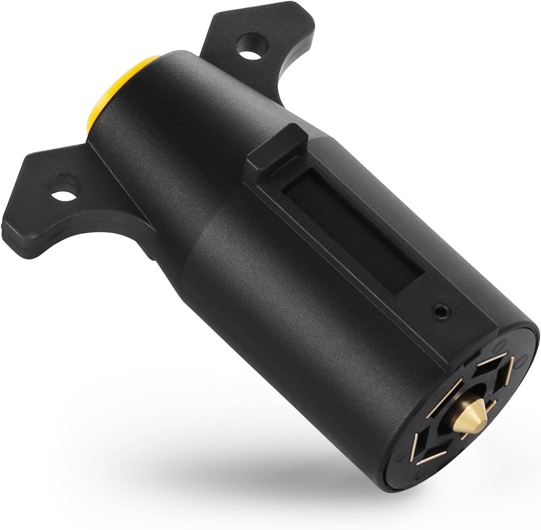 7 Pin Trailer Plug Heavy Duty Waterproof 12V with Metal Spring Plates, 7 Way Trailer Connector Round RV-Style for RV Boat Truck, Trailer Wiring Harness Male End Includes Mounting Bracket