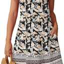 QUEZHU Women's Summer Dresses Casual Sleeveless Tank Sundress Round Neck Knee Length Mini Dress with Pockets (XL)