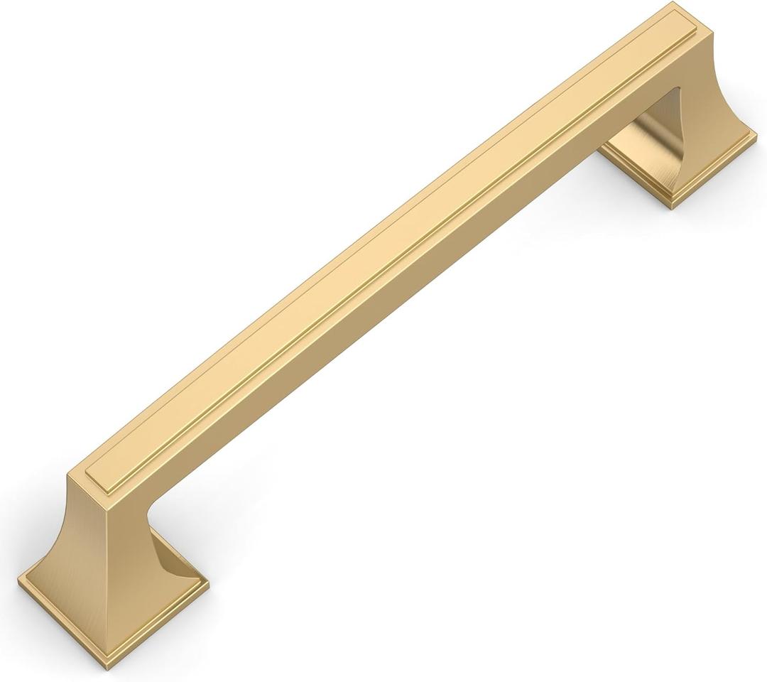 Amerdeco 10 Pack Champagne Bronze Cabinet Pulls 5Inch(128mm) Hole Center Cabinet Hardware Kitchen Cabinet Handles for Bathroom Drawer Pulls Dresser Pulls ZH0010