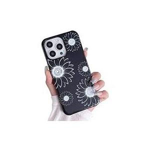 Flower Phone Case for iPhone 15 Case,Sunflower Floral Pattern Design,Cute Stylish Protective for Women Girls Phone Case,for iPhone 13-Black