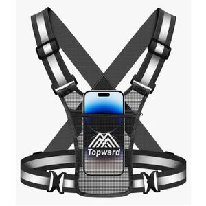 Running Vest Chest Phone Holder for Women Men, Reflective Vest Safety Gear for Dog Walking Cycling - Adjustable Waist/Shoulder