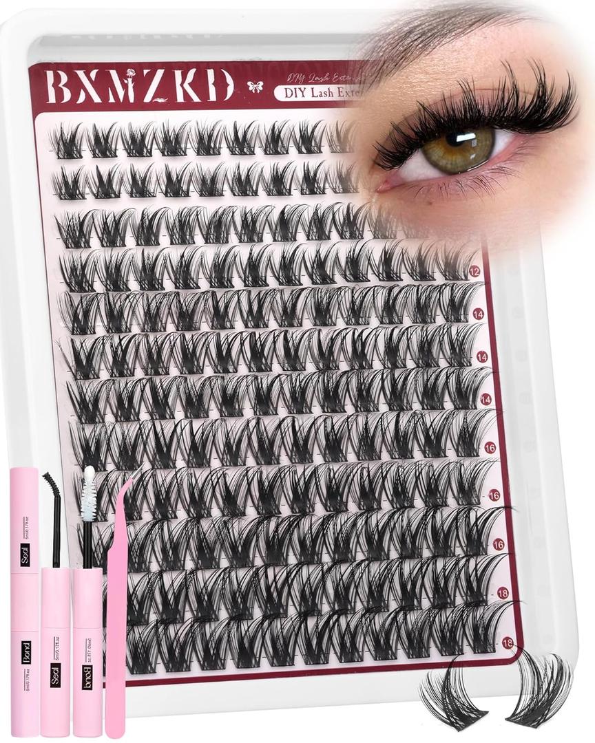 Wispy Lash Clusters Kit Fairy Clusters Eyelash Extensions Kit Eyelash Clusters Kit 10-18mm C Curly Fluffier Lash Extension Kit DIY Natural Individual Lashes at Home by BXMZKD