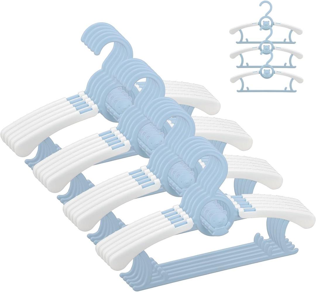 Baby Nursery Closet Hangers, Non-Slip Laundry Infant Pant Hangers for Newborn Clothes - JSF20pcs Adjustable Children Coat Hanger for Girl Boy Toddler Kids Child (20PACK, Blue)