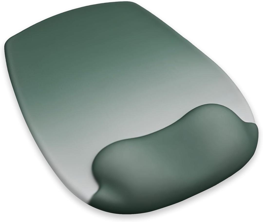 2 x Ergonomic Mouse Pad with Wrist Rest, Gel Mousepad with Wrist Support, Premium Lycra Fabric, Non-Slip PU Base, Ideal for Laptop & Desktop, Home & Office & Gaming, Desk Accessories, Sage Green